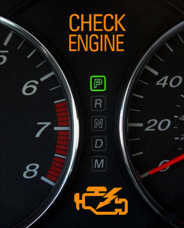 image of dash light showing check engine light